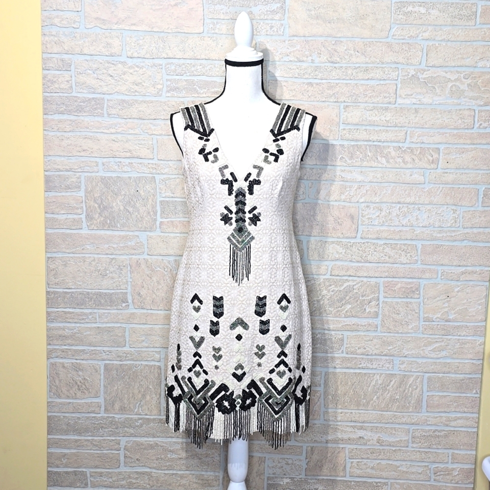 NANETTE LEPORE HAND BEADED LETS BOOGIE SLEEVELESS DRESS